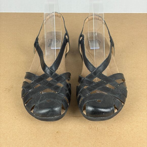 G.H. Bass Delilah Leather Sandals Womens 7.5 Black Leather Closed Toe Slingback - Picture 2 of 11